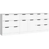 vidaXL 3-delige Dressoirs bewerkt hout wit