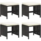 vidaXL Tuinkrukken 4 st met kussens poly rattan zwart