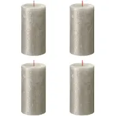 Bolsius Stompkaarsen Shimmer 4 st rustiek 130x68 mm champagnekleurig