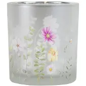 Mars & More windlicht wilde bloemen vlinder wit small 8cm