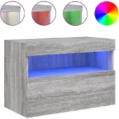 vidaXL Tv-wandmeubel met LED-verlichting 60x30x40 cm grijs sonoma