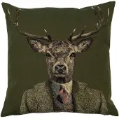 Mars & More gobelin kussen groen hert stropdas 45x45cm