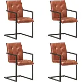 vidaXL Eetkamerstoelen 4 st echt leer bruin