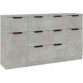 vidaXL 3-delige Dressoirset bewerkt hout betongrijs