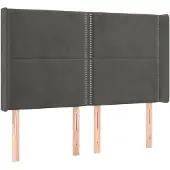 vidaXL Hoofdbord met randen 147x16x118/128 cm fluweel donkergrijs