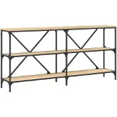 vidaXL Wandtafel 160x30x75 cm bewerkt hout en ijzer sonoma eikenkleur