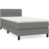 vidaXL Boxspringbed met matras, donkergrijs, 80x200 cm, gestoffeerd