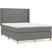vidaXL Boxspring met matras stof donkergrijs 140x200 cm