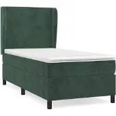 vidaXL Boxspring met matras fluweel donkergroen 80x200 cm
