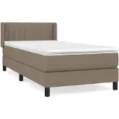 vidaXL Boxspring met matras stof taupe 100x200 cm