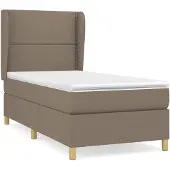 vidaXL Boxspring met matras stof taupe 100x200 cm
