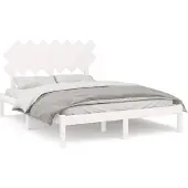 vidaXL Bedframe massief hout wit 140x190 cm