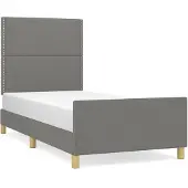 vidaXL Bedframe zonder matras 90x190 cm stof donkergrijs