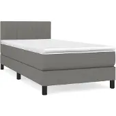 vidaXL Boxspring met matras stof donkergrijs 90x200 cm