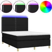 vidaXL Boxspring met matras en LED stof zwart 140x200 cm