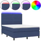 vidaXL Boxspringbed met matras en LED-verlichting (blauw), 140x190 cm, gestoffeerd