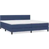 vidaXL Boxspring met matras stof blauw 200x200 cm