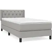 vidaXL Boxspringbed met matras, lichtgrijs, 80x200 cm, gestoffeerd
