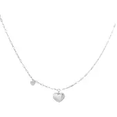 Yehwang Schakelketting Dubbel hart - zilverkleurig- Collier- Ketting met hanger- Zilver- Stainless Steel- Cadeau voor haar- Cadeau tip