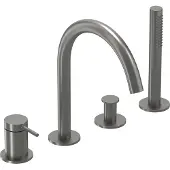Ivy Aia Badrandcombinatie Bond 4-gats Mengkraan Met Uittrekbare Handdouche Draaibare Uitloop Geborsteld Metal Black PVD