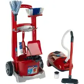 Theo Klein Toys Vileda - speelgoed schoonmaaktrolley - incl. stofzuiger - 29 x 24 cm - rood