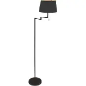 Mexlite Vloerlamp Bella 5894ZW inclusief zwart linnen kap met gouden binnenkant