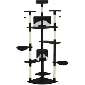 vidaXL Kattenkrabpaal met sisal krabpalen 203 cm zwart en wit