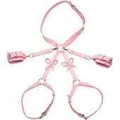 XR Brands Bondage Harnas met Strikken - M/L - Roze