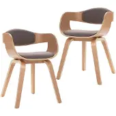 vidaXL Eetkamerstoelen 2 st gebogen hout en stof taupe
