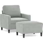 vidaXL Fauteuil met voetenbank 60 cm fluweel lichtgrijs