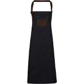 Premier Division waxed-look denim schort, Indigo/Brown Denim