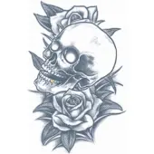 Partychimp Prison Tattoos Skull and roses (zwart)