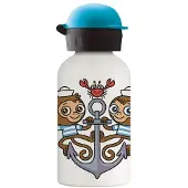 Laken dubbelwandig isolerende drinkfles met drinkdop en vrolijk opdruk, thermos