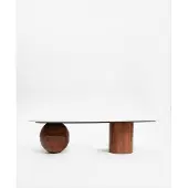 Sissy-Boy Houten Koffietafel Met Marmer Blad En Asymmetrisch Onderstel