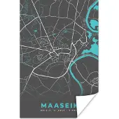 PosterMonkey Poster Plattegrond – Maaseik – Blauw – Stadskaart - Kaart - 60x90 cm