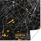 PosterMonkey Poster Goud – Duitsland – Plattegrond – Gold – Stadskaart – Kaart – Hürth - 75x75 cm
