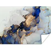 PosterMonkey Poster Marmer - Blauw - Goud - 160x120 cm XXL