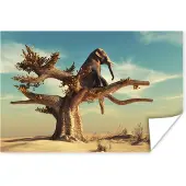 PosterMonkey Poster Olifant - Boom - Natuur - Woestijn - 120x80 cm