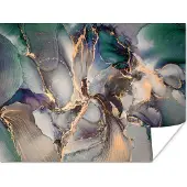 PosterMonkey Poster Goud - Blauw - Marmer - 40x30 cm