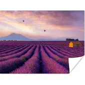PosterMonkey Poster Lavendel - Luchtballon - Berg - Paars - 120x90 cm