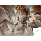 PosterMonkey Poster Grijs - Goud - Marmer - Marmerlook - 80x60 cm