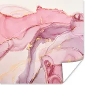 PosterMonkey Poster Goud - Marmer - Roze - 30x30 cm