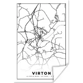 PosterMonkey Poster België – Virton – Stadskaart – Kaart – Zwart Wit – Plattegrond - 60x90 cm