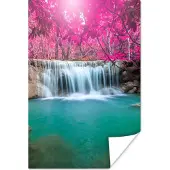 PosterMonkey Poster Waterval - Boom - Roze - Natuur - 40x60 cm