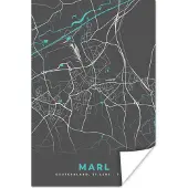 PosterMonkey Poster Duitsland – Blauw – Marl – Stadskaart – Kaart – Plattegrond - 60x90 cm