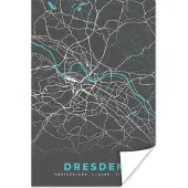 PosterMonkey Poster Blauw – Duitsland – Plattegrond – Stadskaart – Kaart – Dresden - 60x90 cm