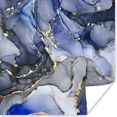 PosterMonkey Poster Marmer - Goud - Abstract - Blauw - 75x75 cm