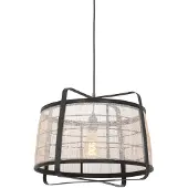 Anne Lighting - hanglamp - Capos - zwart - hout stof - Ø 48cm - E27 - 3511ZW