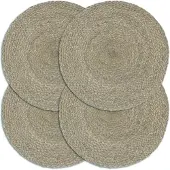 vidaXL Placemats 4 st rond 38 cm jute effen grijs