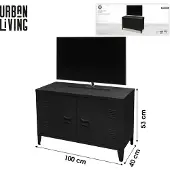 Urban Living "INDUSTRIEL BLACK" TV-meubel van metaal met 2 deuren 100x40xH53 cm